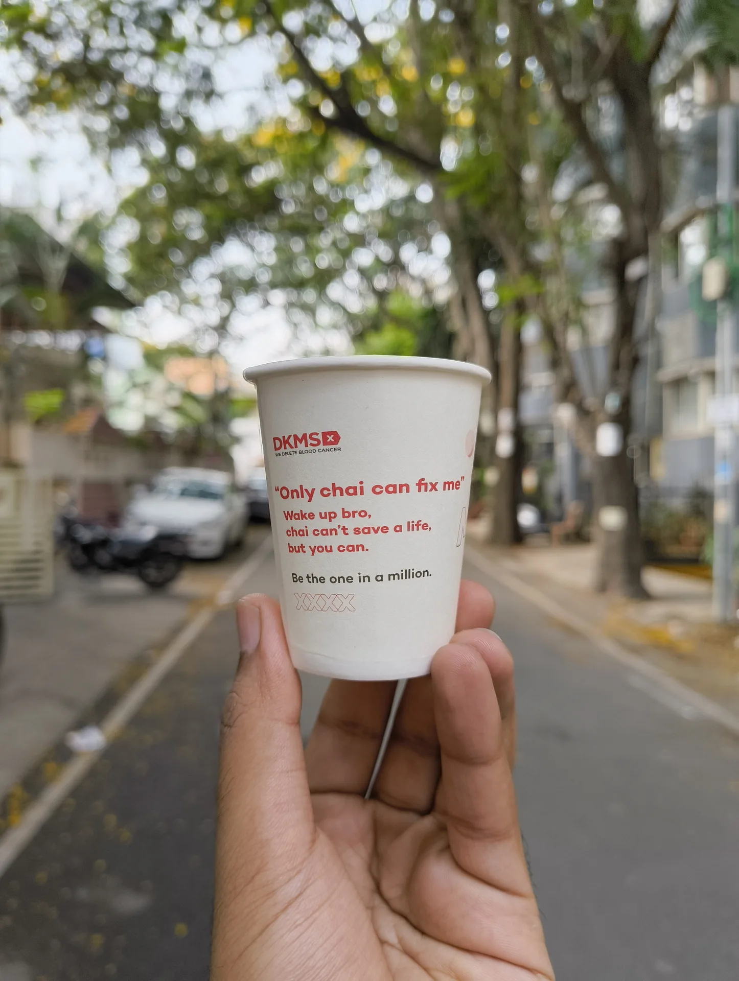 DKMS campaign cup activation detail